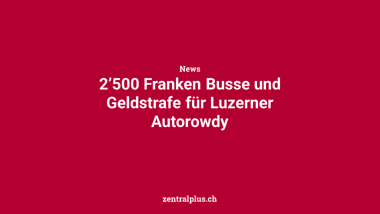 2’500 Franken Busse und Geldstrafe für Luzerner Autorowdy