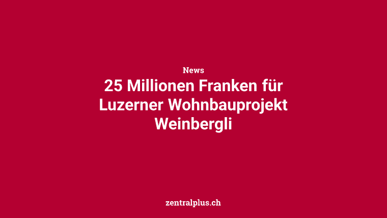 25 Millionen Franken für Luzerner Wohnbauprojekt Weinbergli