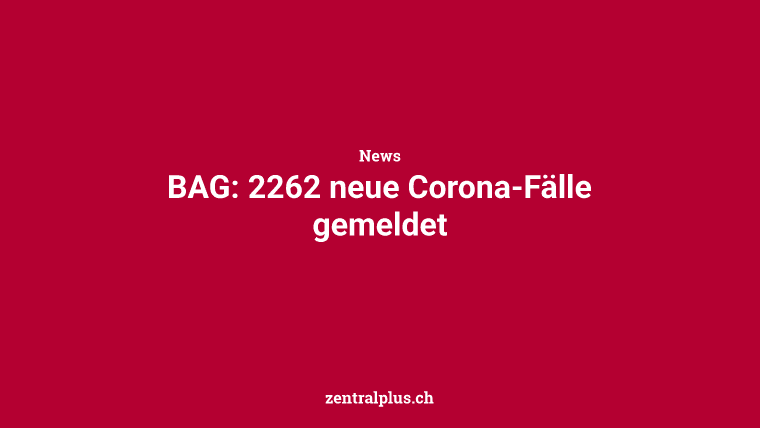 BAG: 2262 neue Corona-Fälle gemeldet