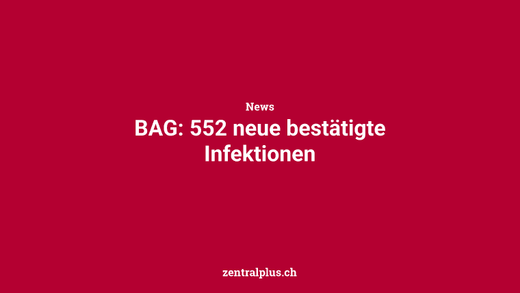 BAG: 552 neue bestätigte Infektionen