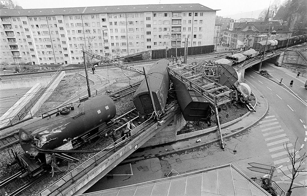 Eisenbahn Unglück beim Gütsch