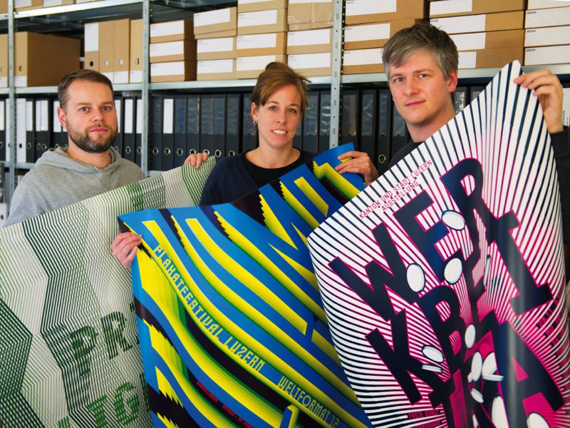 Die Luzerner Plakat-Gestalter Dani Klauser, Fabienne Burri und Cybu Richli.