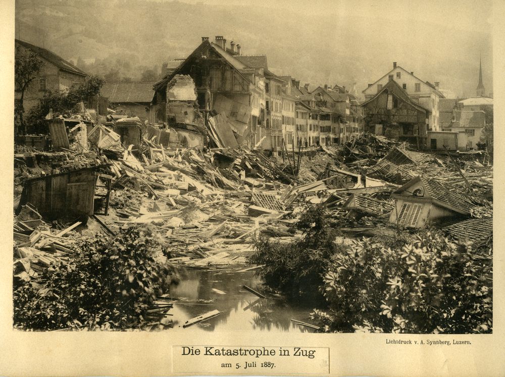 Die Zuger Vorstadtkatastrophe im Jahre 1887. (© Kantonale Denkmalpflege, Zug)