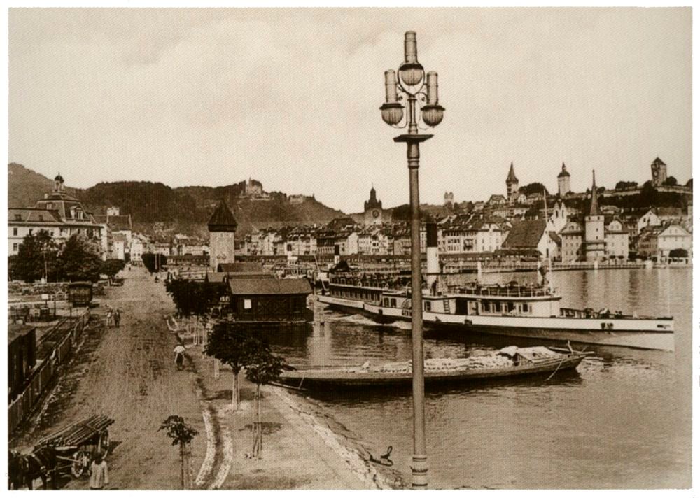 Das Seeufer am Banhof Luzern im Jahre 1920. (Aus «Luzern in alten Ansichten» © Weltbild Verlag, Olten / © Foto: Stadtarchiv Luzern)