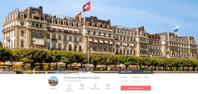 Grand Hotel «National» ist auf «Airbnb»