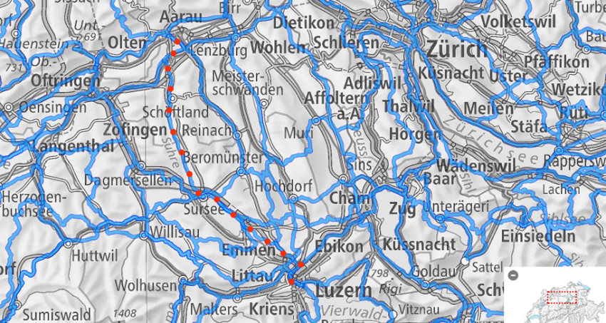 Gemütlich von Luzern nach Aarau fahren. (veloland.ch)