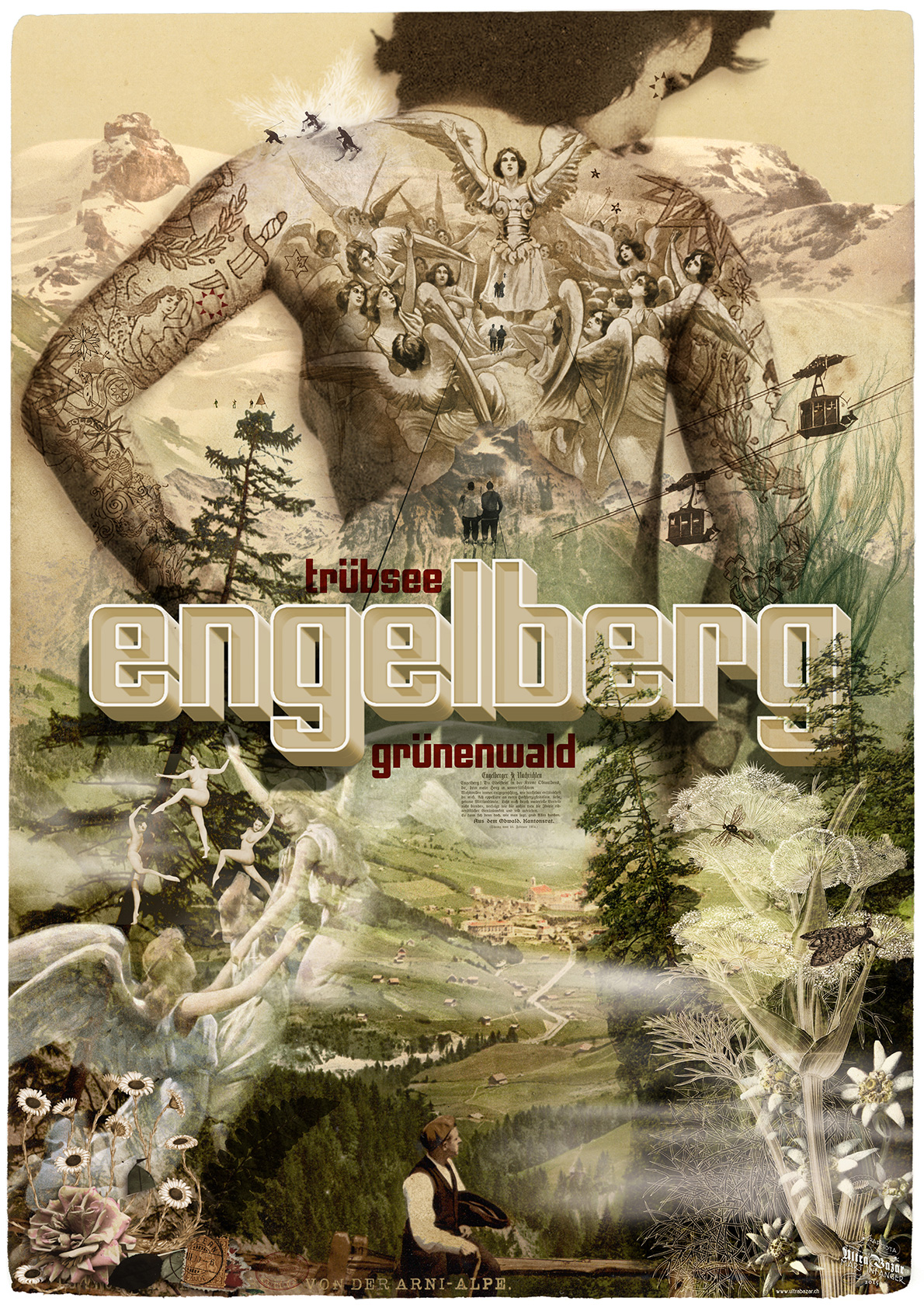 Ein Plakat für Engelberg von Märt Infanger. Ein bekannter Stil für alle, die die Band «Jolly and the Flytrap» kennen.