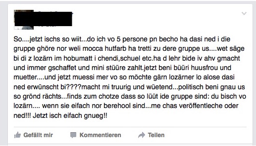 Der Eintrag auf Facebook von Susi Sauer war nur wenige Stunden online.