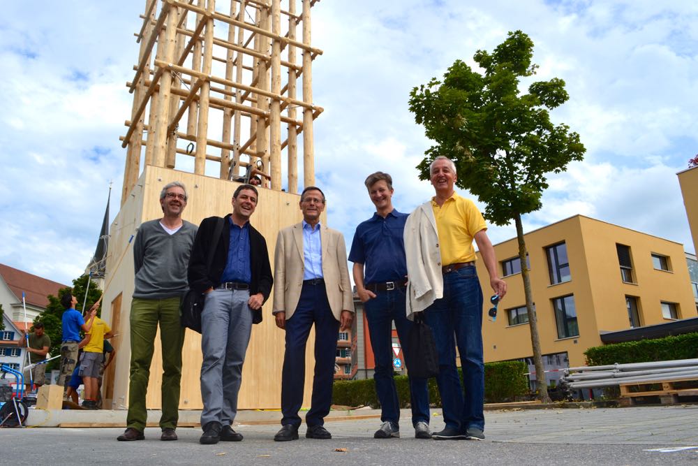 Freuen sich über den Start des Kulturprojekts: Dieter Geissbühler, Benno Bühlmann, Markus Hool, Roger Pfyl und Heinz Horat (v.l.) (Bild: azi)