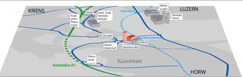 So wäre die Pilatus Arena ans Verkehrsnetz angeschlossen. Die ZB-Haltestelle Kriens-Mattenhof wäre direkt davor und soll künftig im 7,5-Min-Takt nach Luzern fahren.