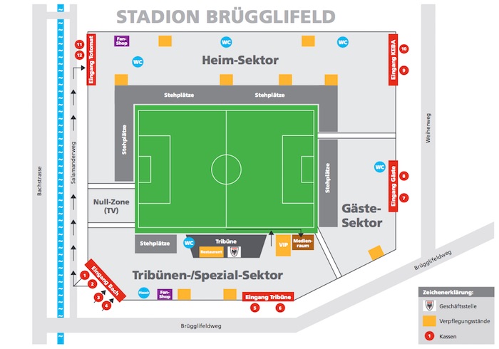 Der Gästesektor im Stadion Brügglifeld bietet Platz für 800 Fans (Bild: FC Aarau).