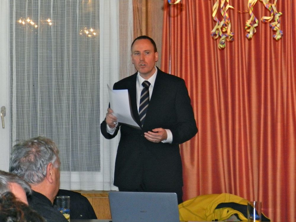 SVP-Kantonsrat Markus Hürlimann an der Mitgliederversammlung vom Januar in Walchwil.