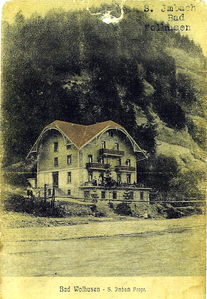 Die Wirtschaft Bad in Wolhusen ungefähr zur Zeit des Felssturzes 1910 (Bild: Wolhuser Forum für Geschichte).