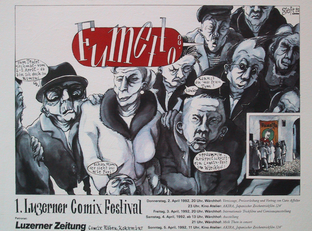 Erstes Fumetto-Plakat aus dem Jahr 1992 von Gefe.
