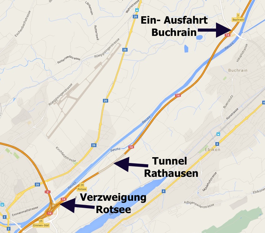 Auf dem Abschnitt der A14 zwischen Emmen und Buchrain ereignen sich kantonsweit die meisten Unfälle.