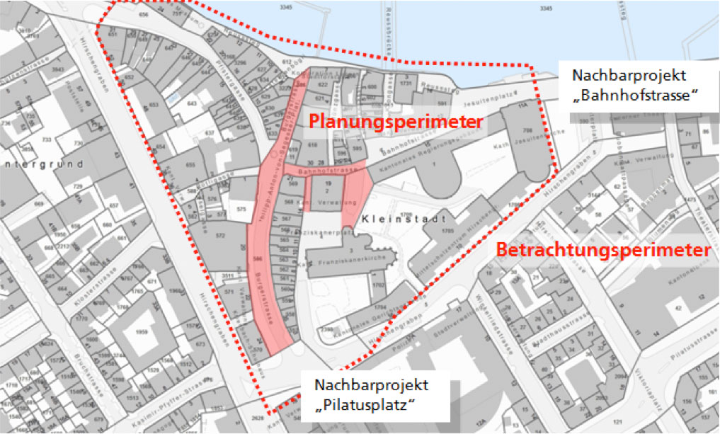 Planungsperimeter: Auf dieser Fläche wird die Kleinstadt restauriert.