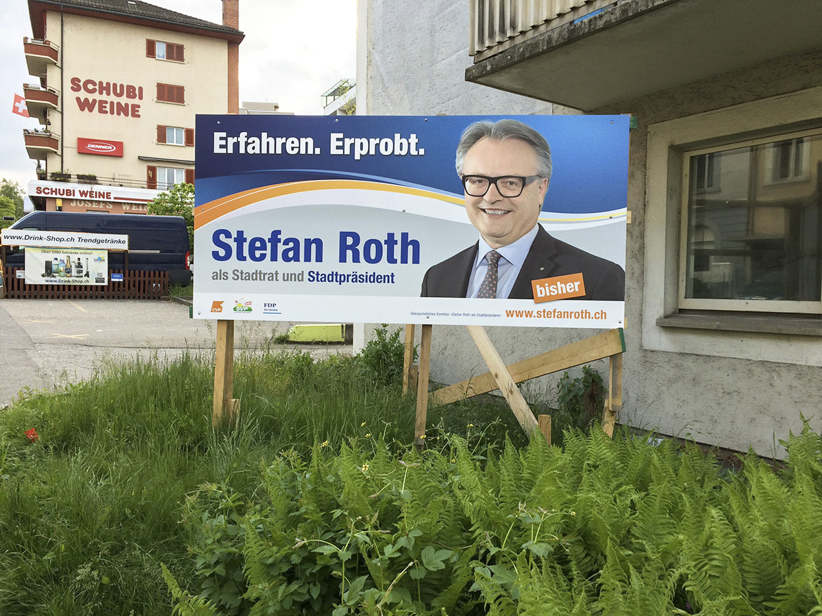 Mit neuen Plakaten will Stefan Roth die Wiederwahl doch noch schaffen – hier in seiner Heimat Littau.