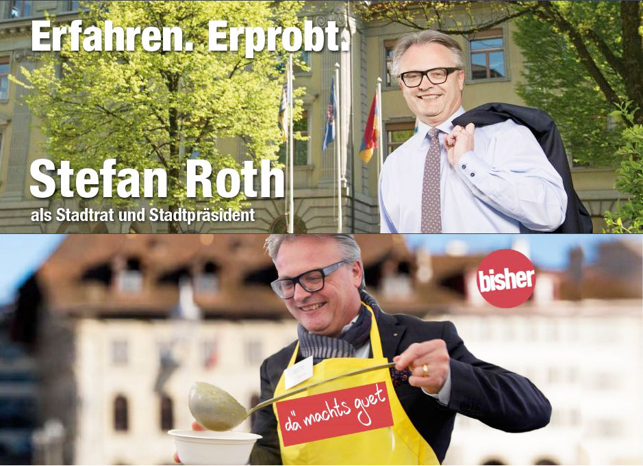 Neu oben, alt unten: Stefan Roth gibt sich staatsmännischer.