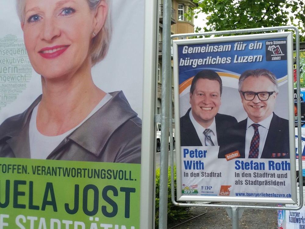 Wahlplakate im Luzerner Bruchquartier.