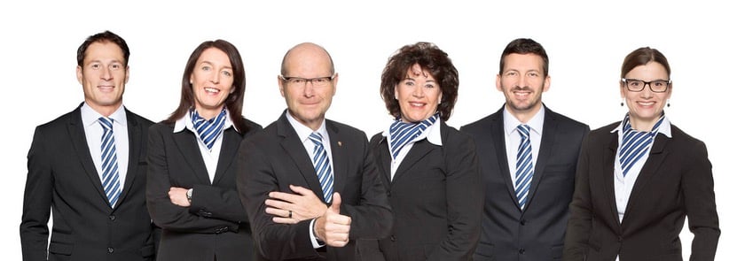 Das Team der Wirtschaftsförderung Luzern: (v.l.n.r.) Rouven Willimann, Monika von Rotz, Walter Stalder, Marlen Huez, Andreas Zettel und Andrea Barmettler.