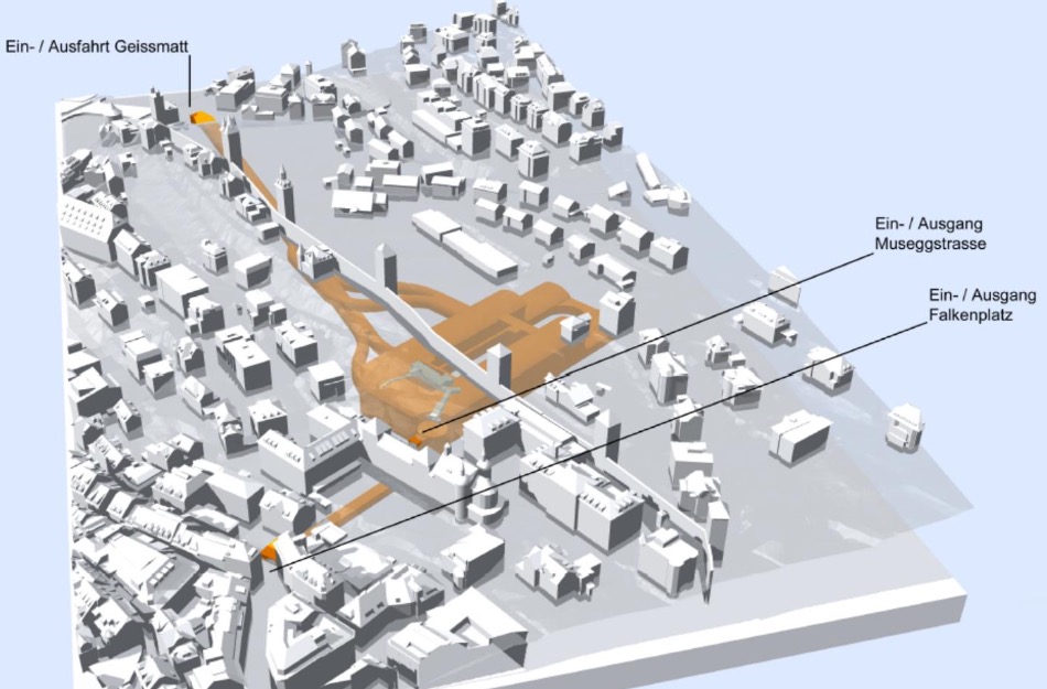 Auf dieser Visualisierung sind die Dimensionen des unterirdischen Parkhauses gut zu sehen.