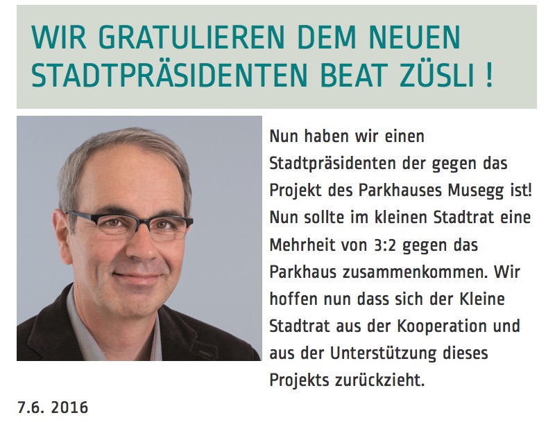 So freut sich das Gegner-Komitee auf seiner Webseite auf den künftigen Stadtpräsidenten Beat Züsli.