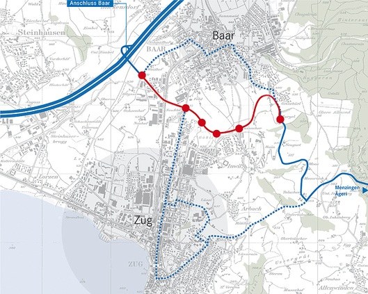 Viele Zugänge in die Quartiere: Die Tangente schafft neue Möglichkeiten, den Verkehr aus Zug ab- und zuzuführen.