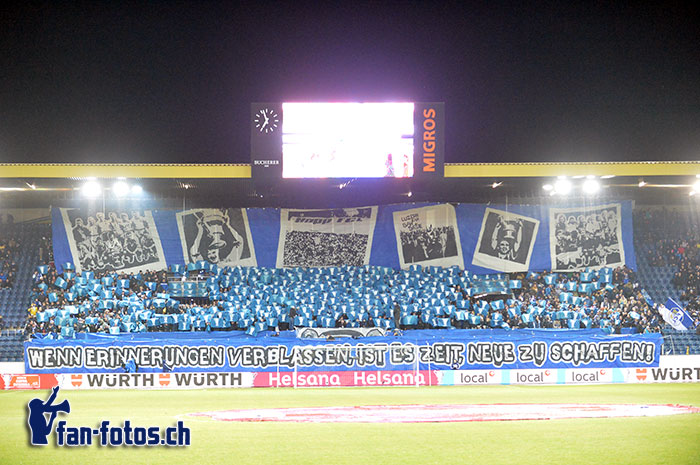 Die Choreo der Fans im Cup-Halbfinal. (Bild: fcl.fan-fotos.ch / Dominik Stegemann)