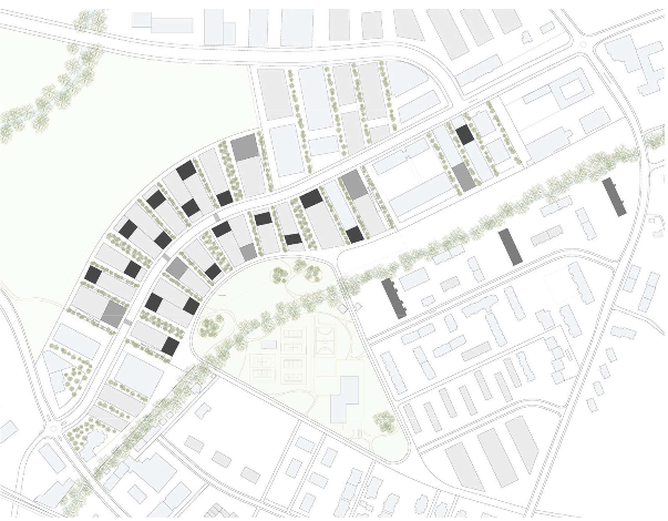 Grün eingefärbt ist in der Bildmitte der geplante grosse Park, der die Quartiere beidseits der Lorze verbinden soll.