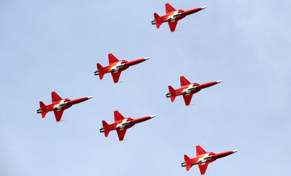 Die Patrouille Suisse beim Trainingsflug.