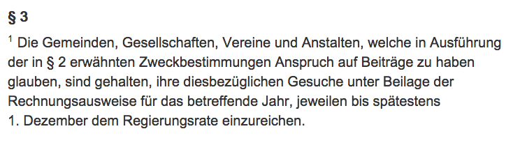 Bis zum ersten Dezember können Gesuche zur Unterstützung von Schwachsinnigen und Irren noch eingereicht werden.