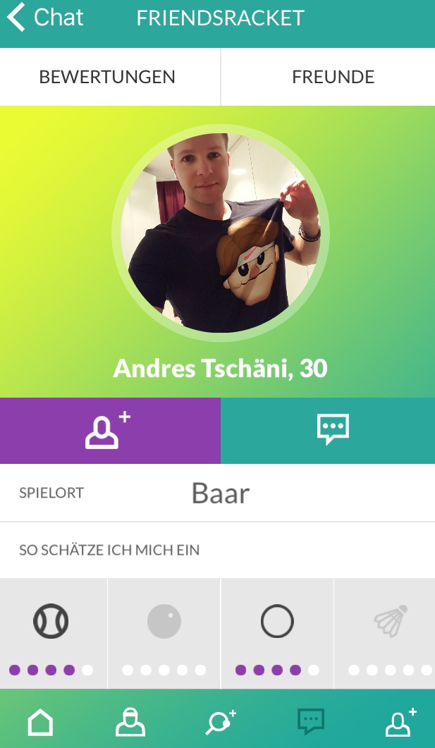 Auch der Erfinder der App ist dort drin als Spielpartner aufzufinden. 