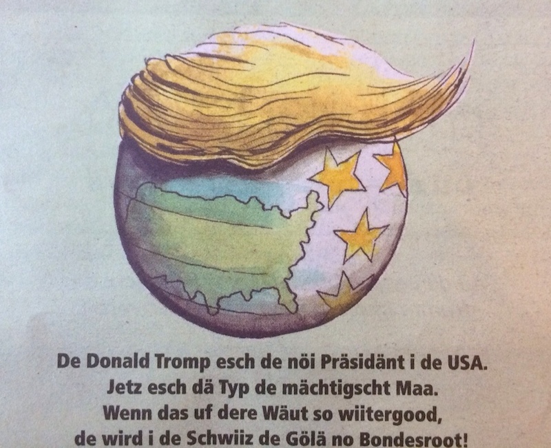 Trump und Gölä auf einer Stufe – passt. (Bild: Knallfrosch)