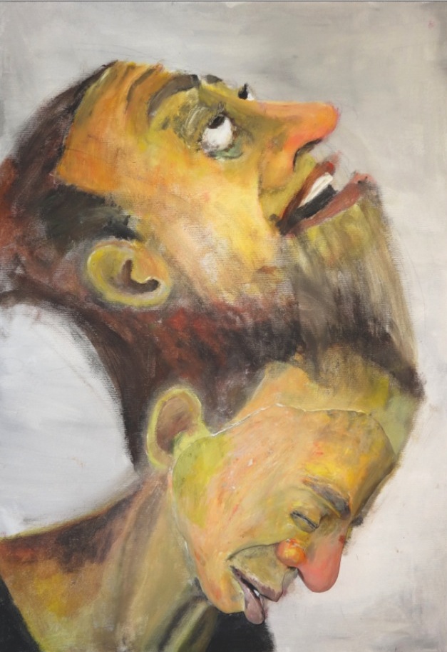 Bewegtes «Hatschi», Gouache auf Ton und Leinwand, 70×50 cm von Paula Weibel