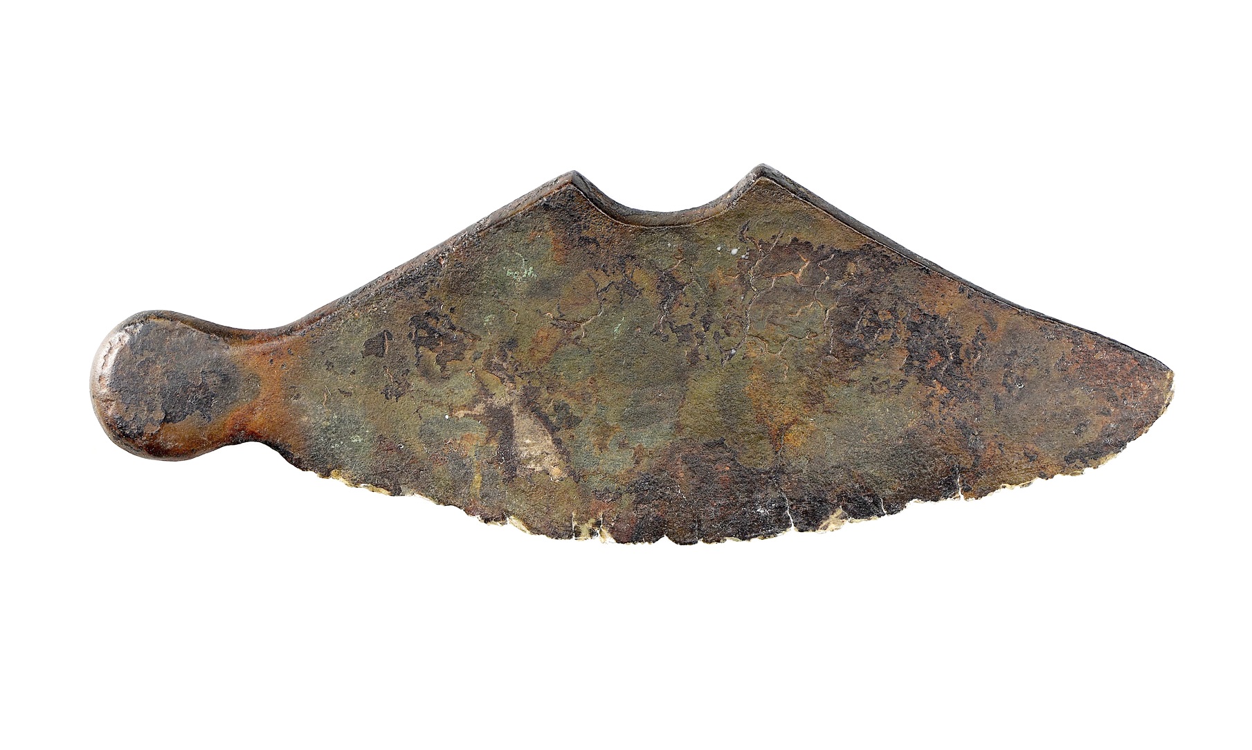 Glatt rasiert war Mode in der Bronzezeit: Rasiermesser aus Bronze. UNESCO Welterbestätte Zug-Sumpf, 850 v. Chr.