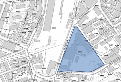 Das EWL-Areal: Das Dreieck zwischen Geissensteinring, Industrie- und Fruttstrasse.