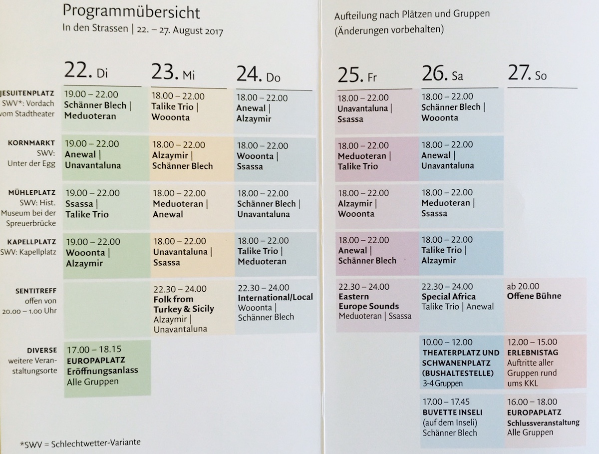 Das Multikulti-Programm in der Übersicht.