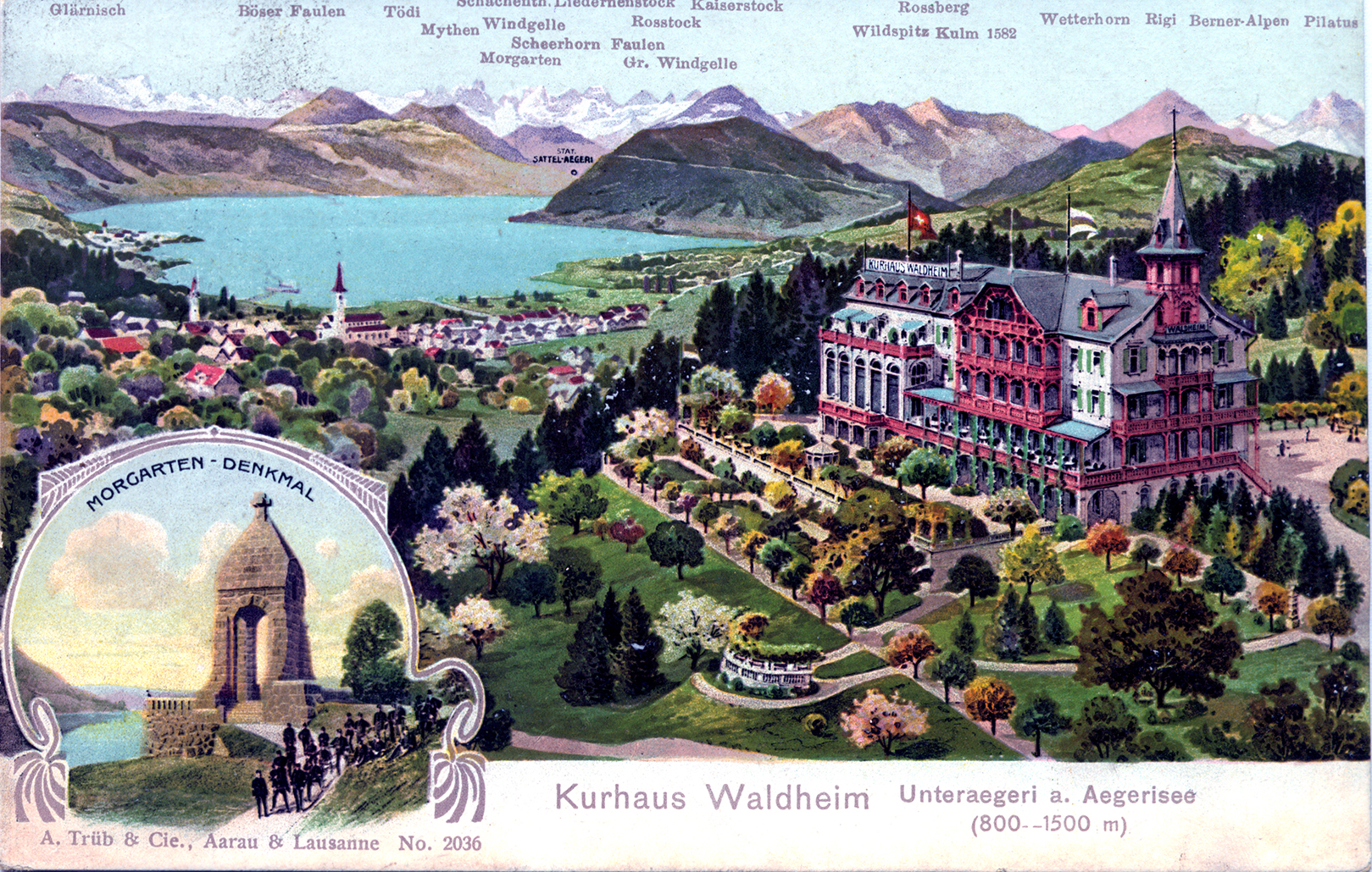 Das Kurhaus Waldheim Unterägeri 1905. Sechs Jahre davor war das aufwändig ausgestattete Hotel eröffnet worden.