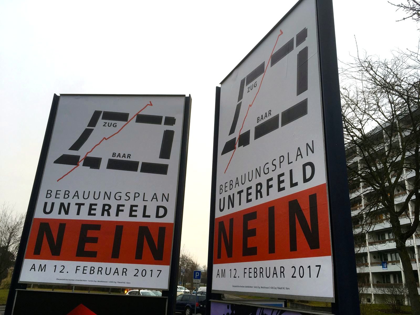 Die Nein-Plakate der Unterfeld-Gegner: Sie haben sich bei der Abstimmung bekanntlich durchgesetzt.