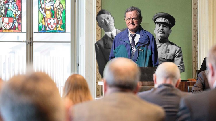 Ein Politiker, der mit Hitler und Stalin wirbt? Das ist nicht nur fragwürdig, sondern auch eine Steilvorlage für eine Photoshop-Vorlage.