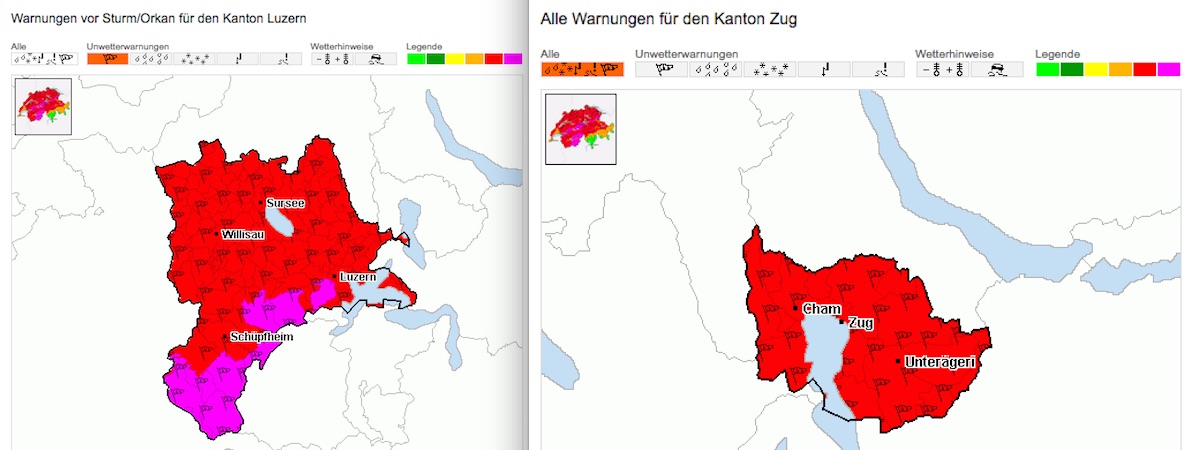 Mit «Burglind» kommen auch Sturmwarnungen in die Zentralschweiz.