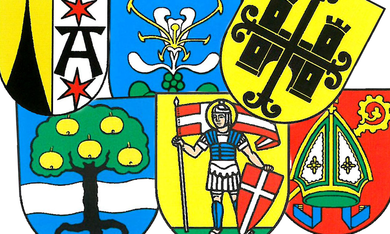 Eher überladen sind die Wappen von Altishofen, Dierikon, Luthern, Ruswil, Eschenbach und Zell.