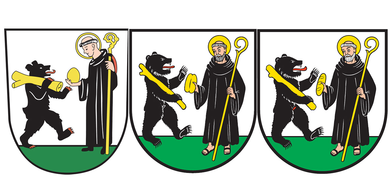 Das Krienser Wappen: das bisherige, der erste gescheiterte Vorschlag und der neue, über den das Volk abstimmt.