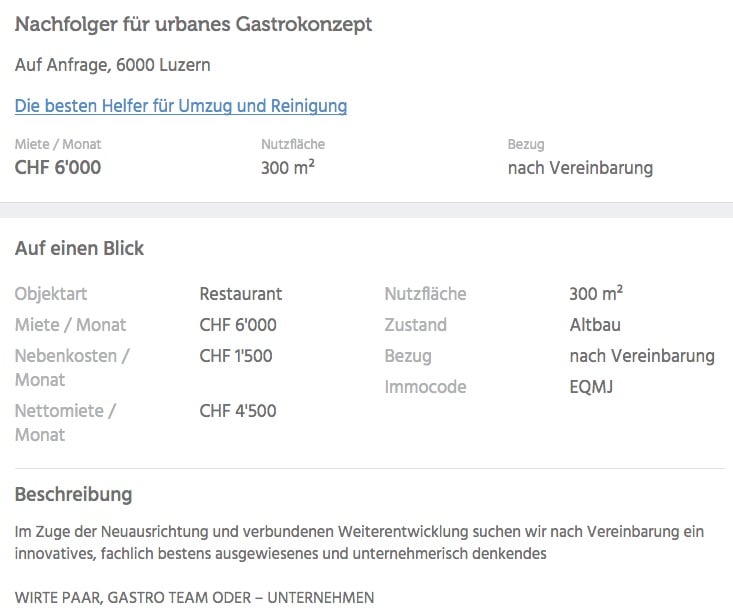 Auf dieses Inserat nimmt Ron Orp Bezug.