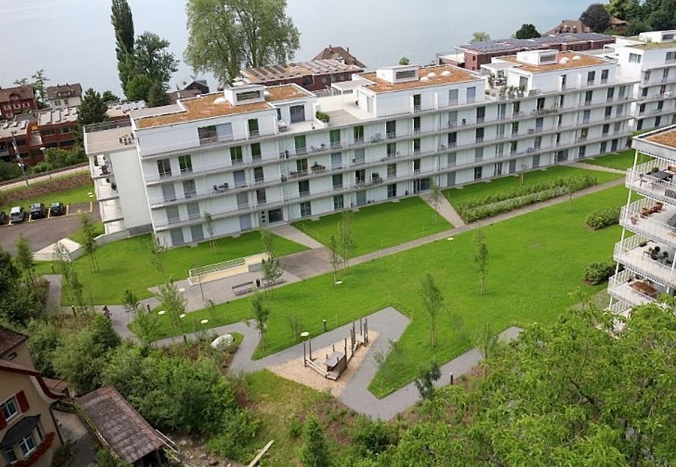 Preisgünstiger Wohnungsbau: Die vom Regierungsrat als  Beispiel herangezogene Überbauung Roost in der Stadt Zug.