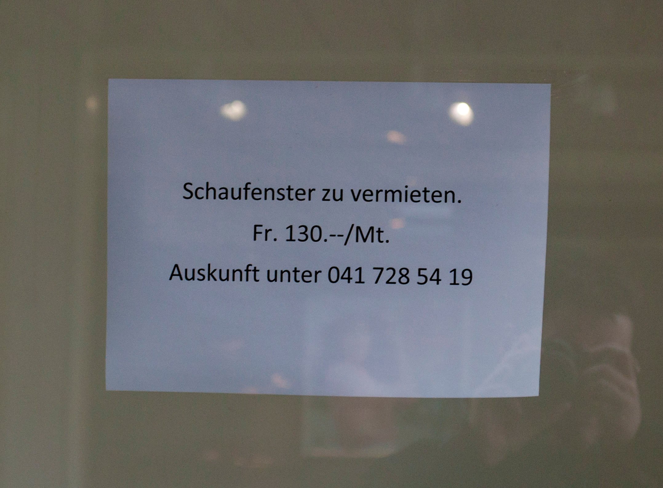 Zu vermieten: Schaufenster des Kantons.