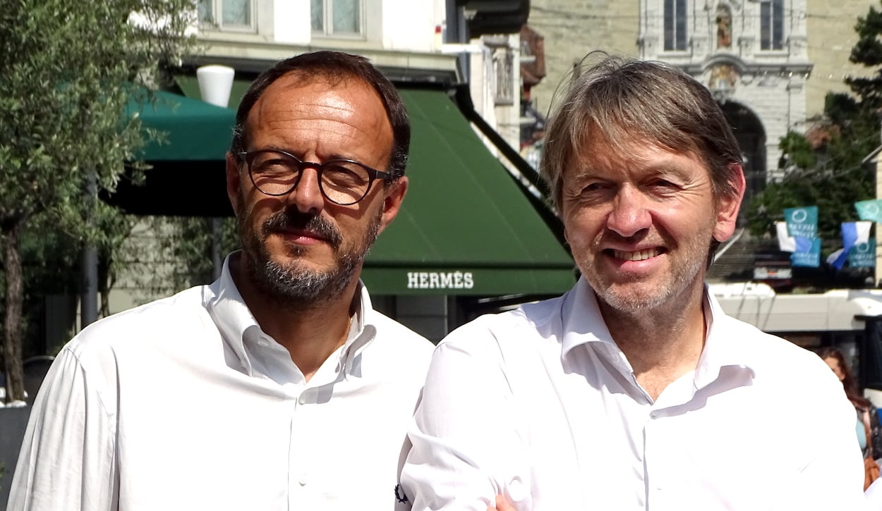 Verkehrsplaner Oscar Merlo (links) und Architekt Marc Syfrig.