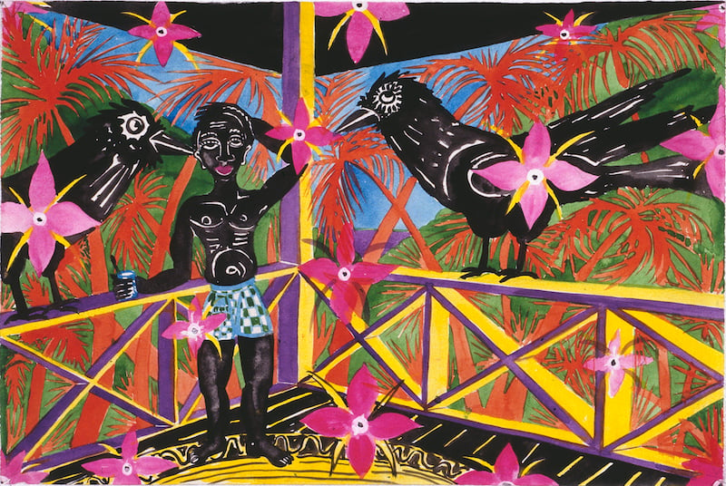 Claude Sandoz «Me as a Black Man», aus der Serie Memories from St. Lucia, A Caribbean, Anse Chastanet, St. Lucia, West Indies, 2000, Wasserfarbe auf Arches-Ingrespapier