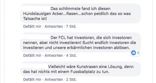 Der Zustand des Spielfelds gibt auch auf den sozialen Medien zu reden, wie ein Blick auf Facebook zeigt.