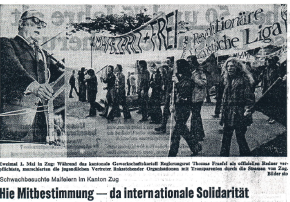 Berichterstattung der Luzerner Neuste Nachrichten über die beiden 1. Maifeiern von 1975